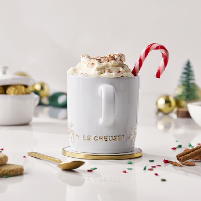 Le Creuset Stoneware Holly Mug with Gold Decal 350ml image number 1